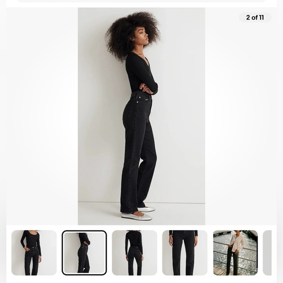 NWT Madewell Women's The 90's Straight Jeans - Belmere Wash Black Size 26 - Picture 2 of 6